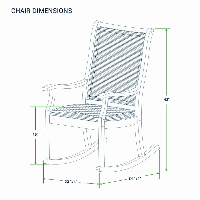 Cambridge Casual Dunham 3-piece Solid Teak Wood Outdoor Wicker Rocking Chair