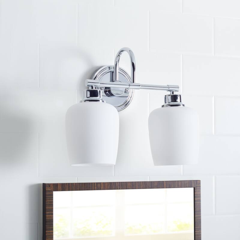 SAFAVIEH Lighting Rayden 2-light LED Bathroom Sconce - 13.3"x7.5"x12" - White - 13"W x 8"D x 12"H
