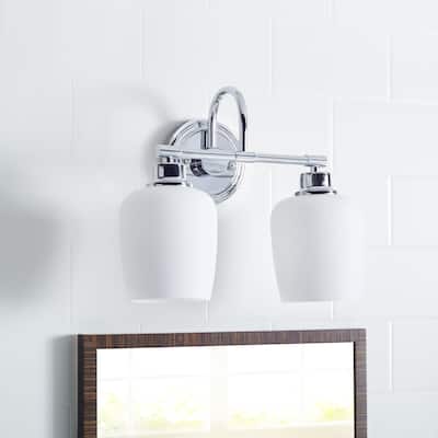 SAFAVIEH Lighting Rayden 2-light LED Bathroom Sconce - 13.3"x7.5"x12" - White - 13"W x 8"D x 12"H