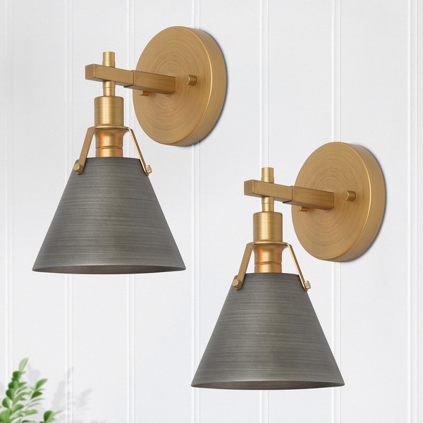Set of 2 Modern Cone Wall Sconces Bathroom Vanity Lights with Silver Metal 6 L x 7.5 W x 8.5 H On Sale Bed Bath Beyond 34818622