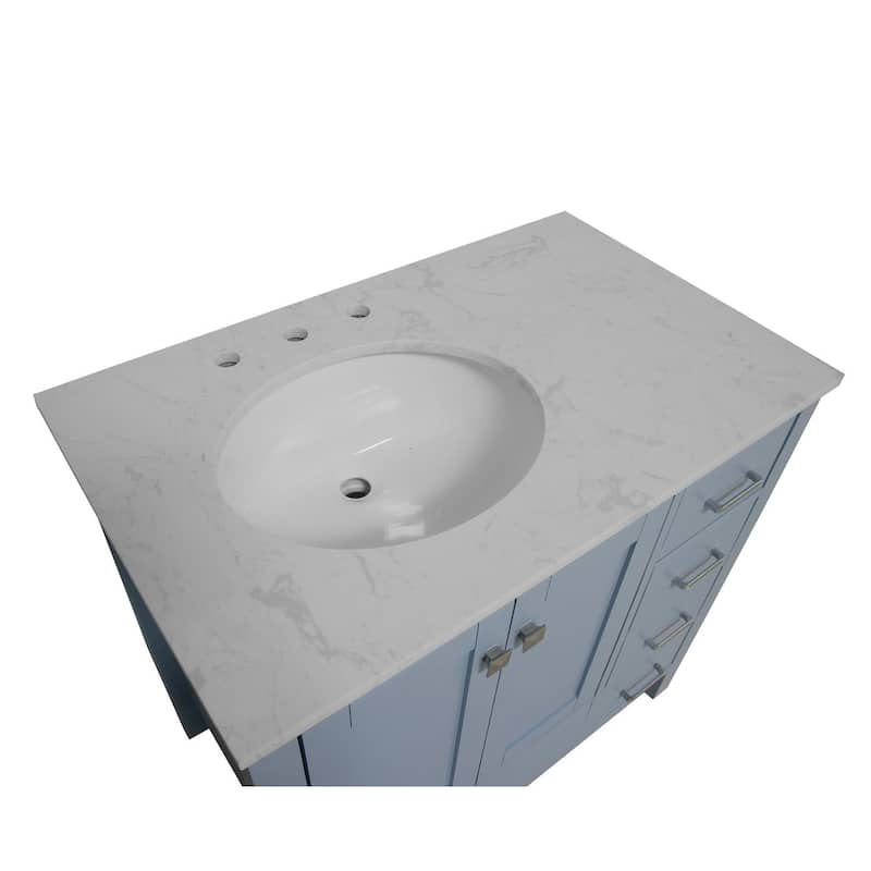 KitchenBathCollection Horizon 36" Bathroom Vanity with Engineered Carrara Top