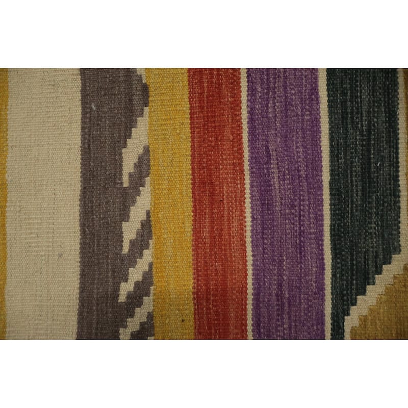 Hand Woven Oriental 100% Wool Carpet Southwestern Geometric Multi-Colored Kilim Area Rug - 9' 10'' X 9' 10''