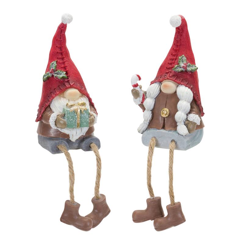 Winter Gnome Tabletop Decorations - 8.25" - Red and Brown - Set of 2