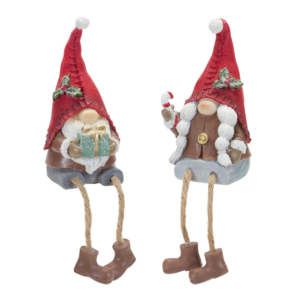 Winter Gnome Tabletop Decorations - 8.25" - Red and Brown - Set of 2