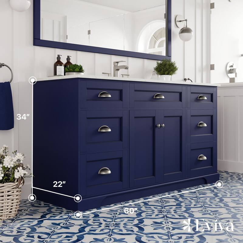 Epic 60"W SS Bath Vanity with Carrara Quartz Top & Undermount Sink