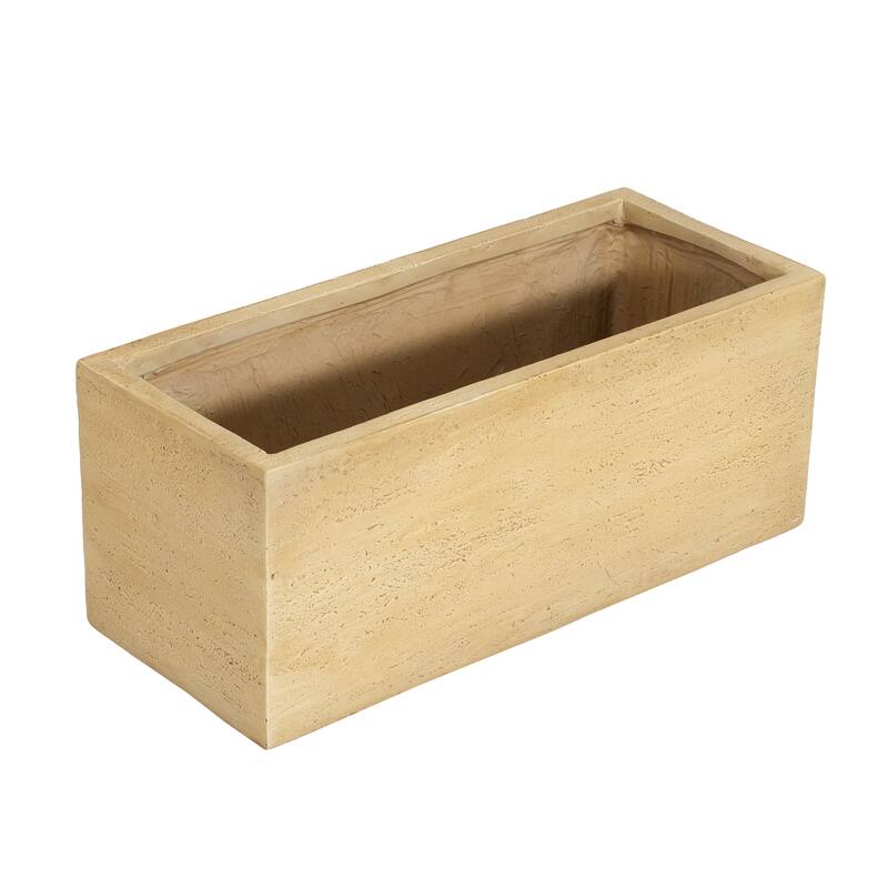 Roomfitters MGO Rectangle Planter Box, Handmade Outdoor Garden Pot for Patio, Balcony & Entryway Decor, Beige