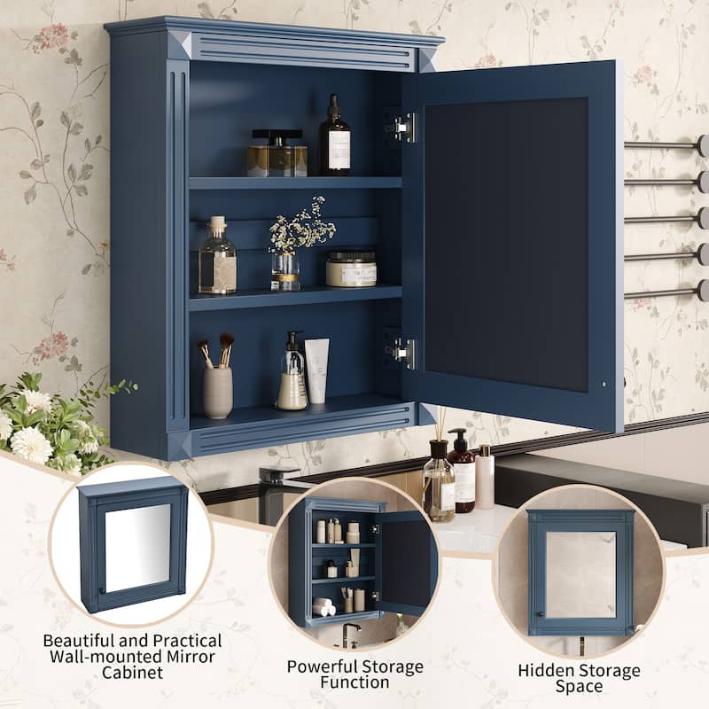 Bathroom Mirror Cabinet 24'' Wide, Wall Mounted Medicine Cabinet with Soft Close Door and Adjustable Shelves