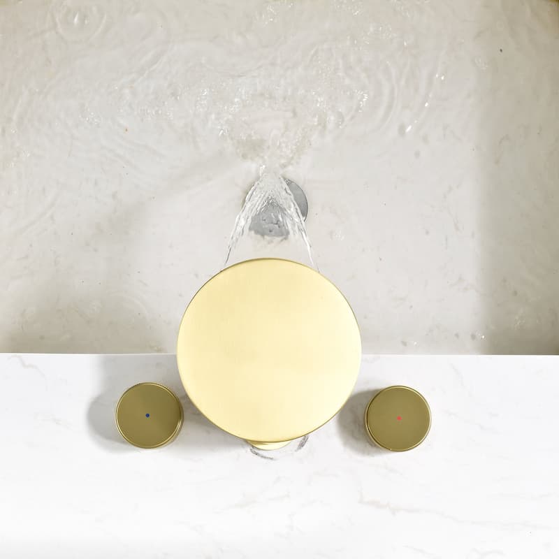 Solid Brass Widespread 2-Handle Waterfall Bathroom Faucet