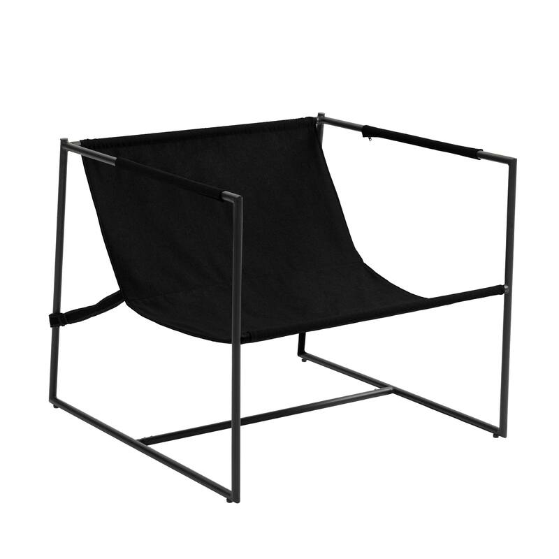 Modern Metal Frame Upholstered Sling Accent Armchair