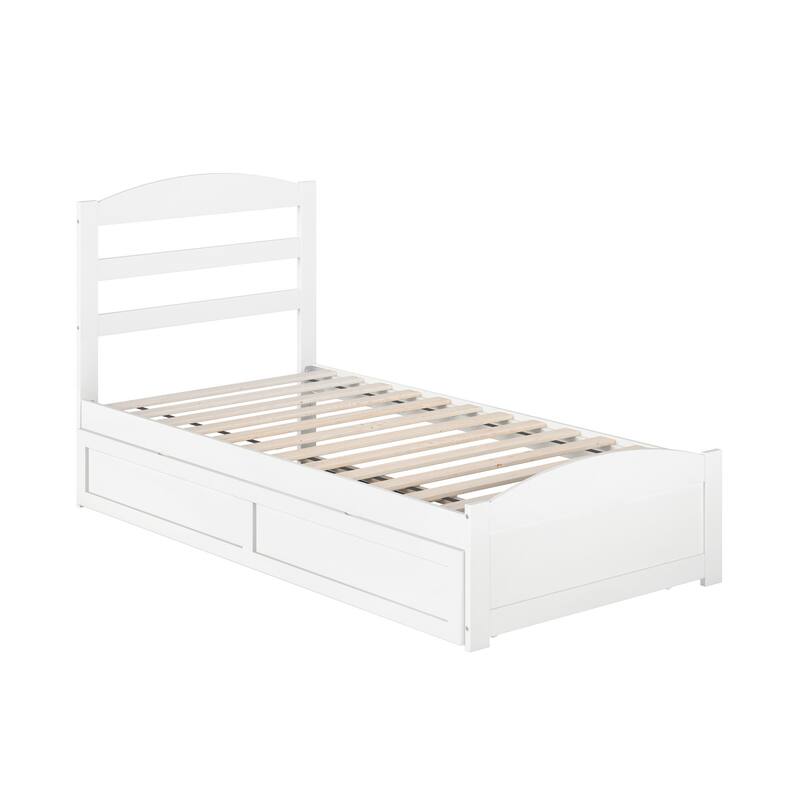 Warren Twin Platform Bed with Matching Footboard & Twin Trundle in White