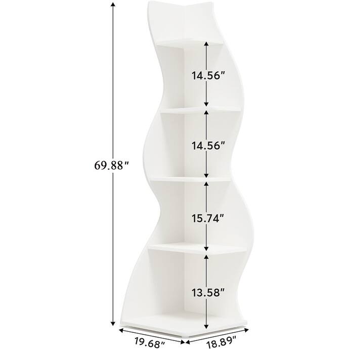 Rossetta 5-Tier Modern Elegant Floor Mount Streamlined Shape Corner Rack Shelf with Adjustable Shelves