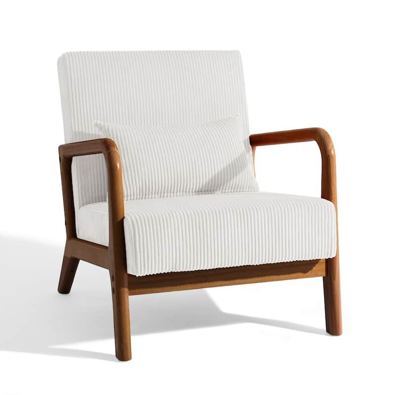 Mid-Century Upholstered Accent Chair with Wood Frame