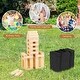 preview thumbnail 6 of 10, Costway Giant Tumbling Timber Toy 54 PCS Wooden Blocks Game w/ - Natural - See Details