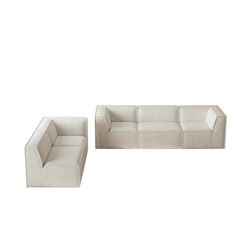 106"x106" Chenille Modular L-Shaped Sectional Sofa with 5-Piece Free Combination, Foam-Filled Cushions & No-Assembly Design