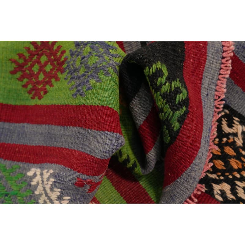 Hand Woven Oriental 100% Wool Carpet Southwestern Tribal Multi-Colored Kilim Area Rug - 10' 4'' X 5' 9''