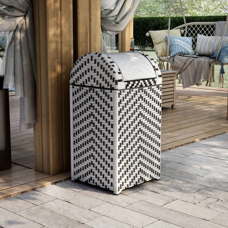 Alat Contemporary Wicker Outdoor Deck Storage Hamper by Furniture of America