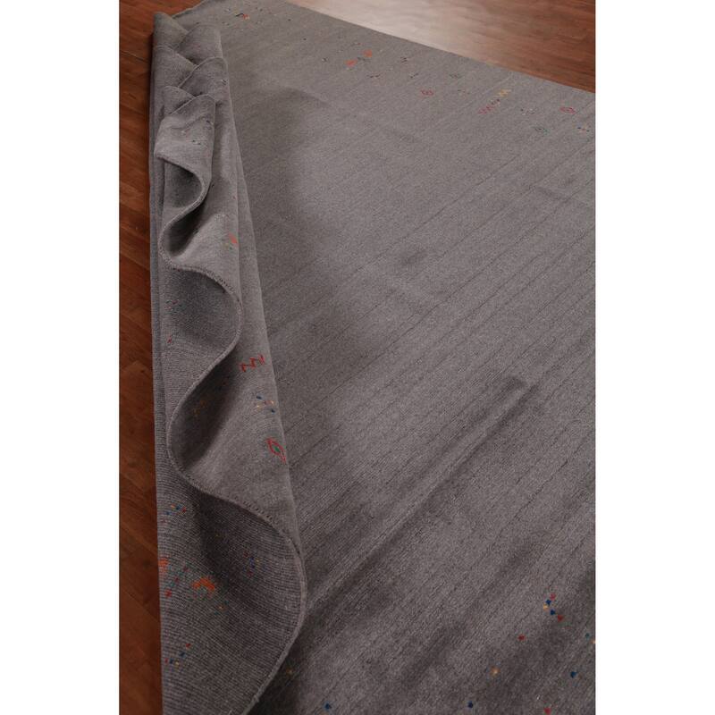 Hand Knotted Oriental 100% Wool Carpet Tribal Tribal Greys & Charcoal Gabbeh Area Rug - 10' 1'' X 8' 7''