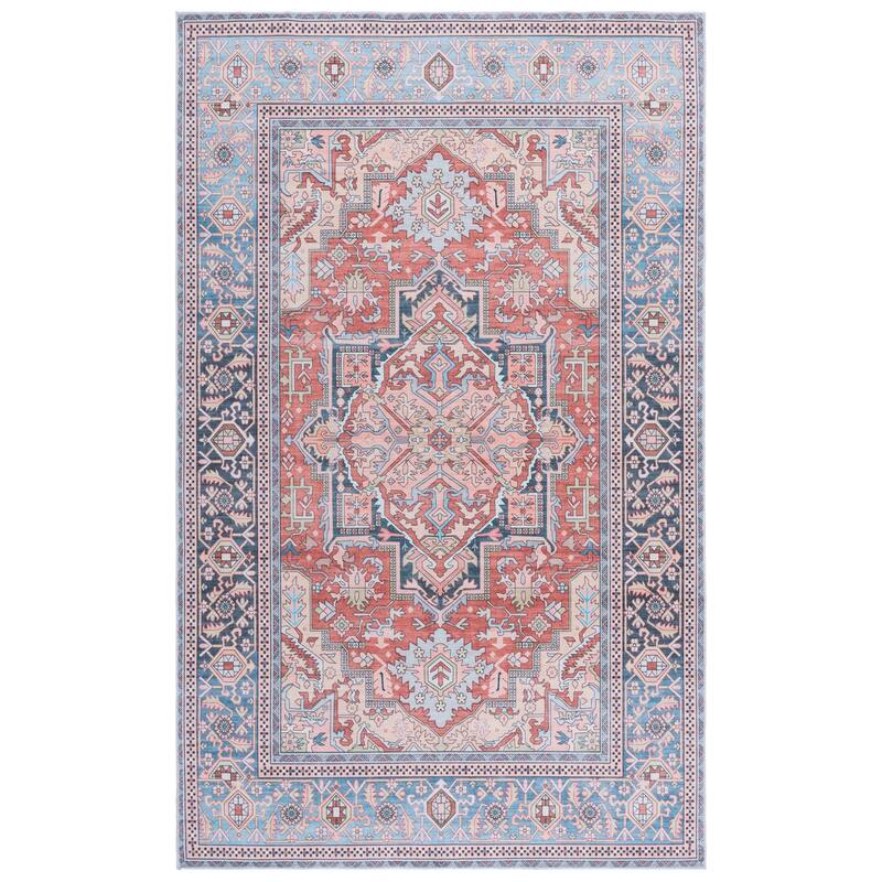 SAFAVIEH Arizona Aidel Machine Washable & Slip Resistant Rug - 5' x 8' - Rust/Blue