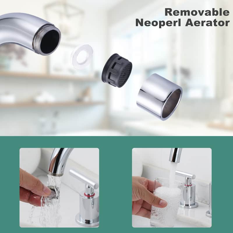 WOWOW Widespread 8 in.Double Handle Bathroom Faucet