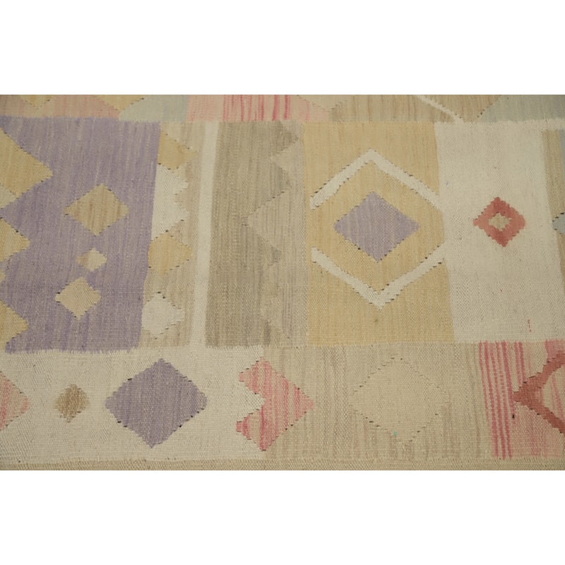 Hand Woven Oriental 100% Wool Carpet Southwestern Tribal Multi-Colored Kilim Area Rug - 8' 3'' X 5' 6''