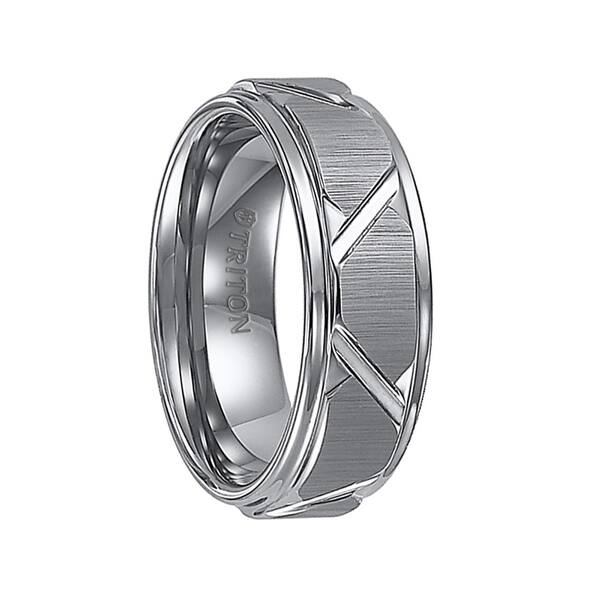 Shop Keaton Step Edge Tungsten Carbide Comfort Fit Wedding Band