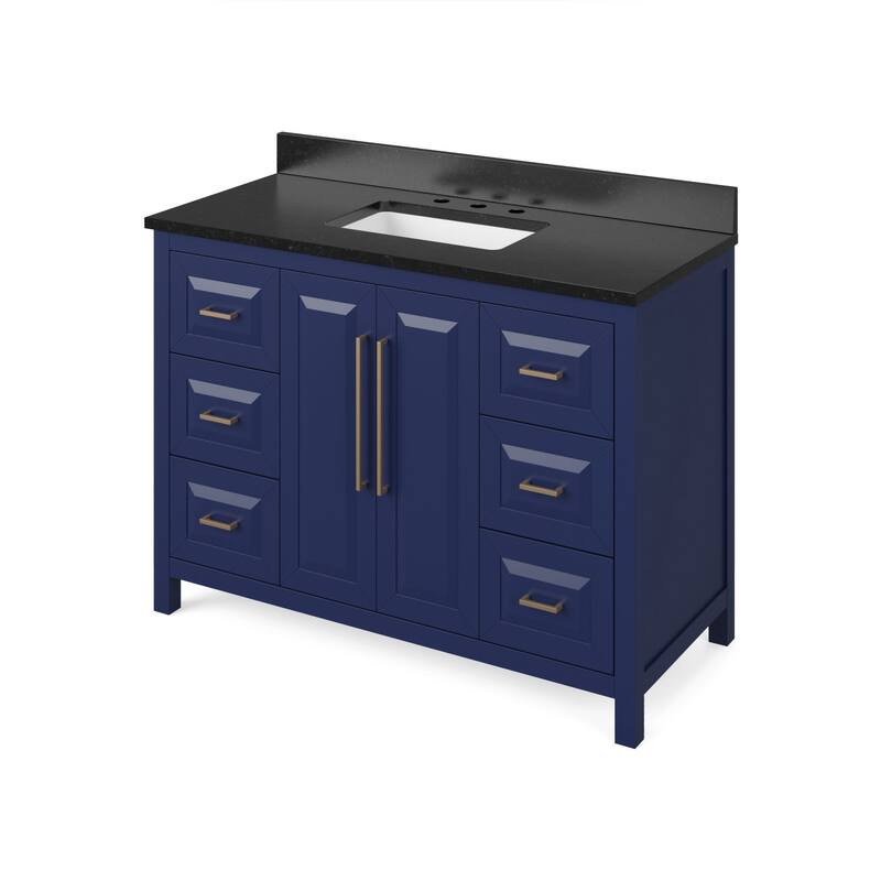 Jeffrey Alexander VKITCAD48R-GRANITE Cade 48" Free Standing Vanity Set - Hale Blue / Black - Painted