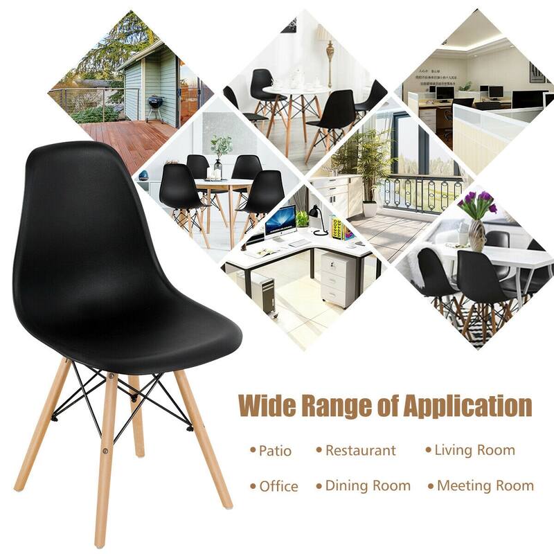 Gymax Set of 4 Modern Dining Side Chair Armless Home Office w/ Wood