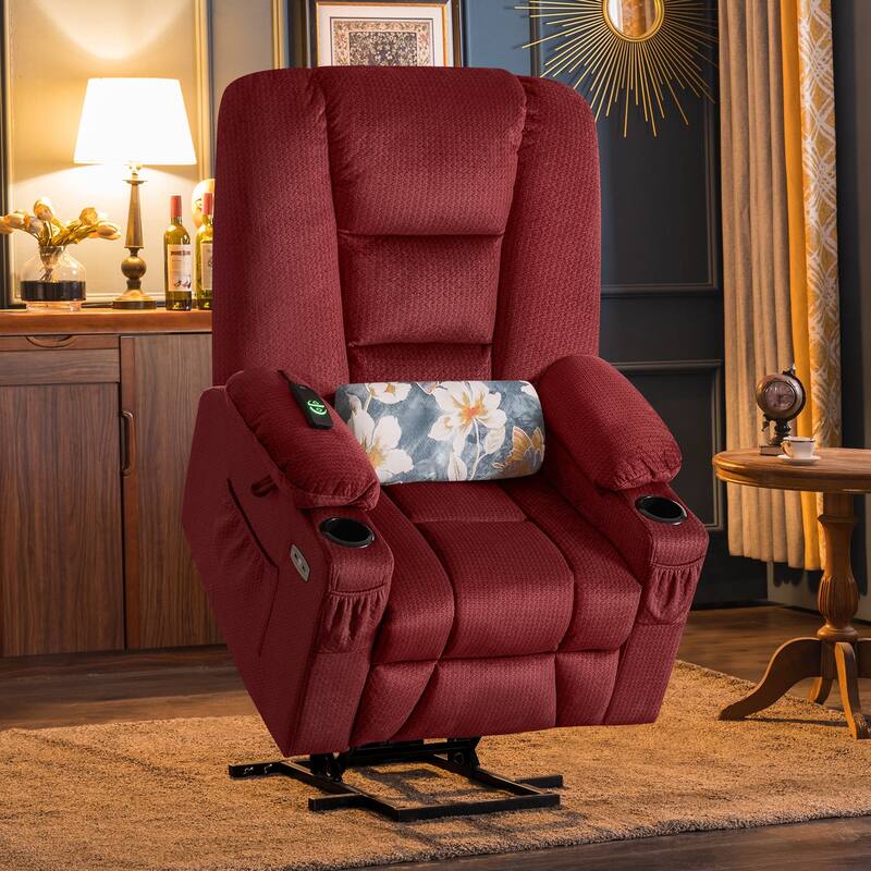 MCombo Large Electric Power Lift Recliner Chair with Massage and Heat for Elderly, Fabric 7549