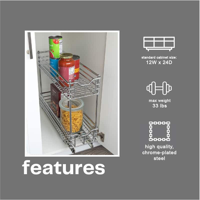 Household Essentials Sliding Organizer, Chrome - 21.0"L x 7.0"W x 17.5"H