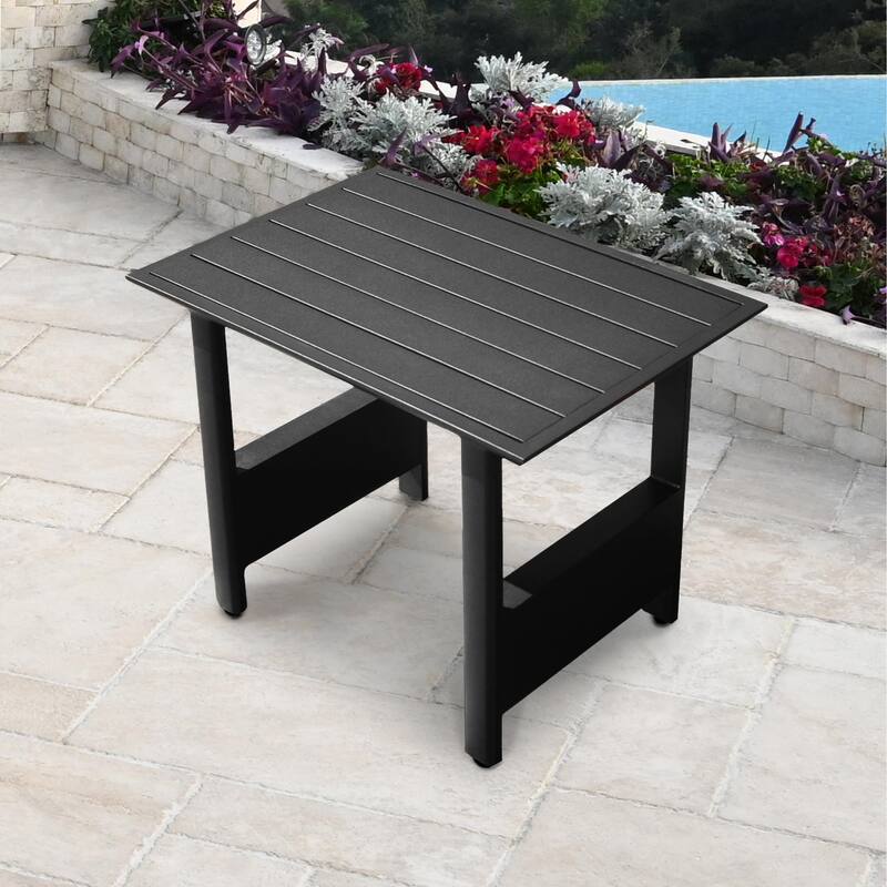 Abbyson Santorini Outdoor Side Table (Set of 2) - Charcoal