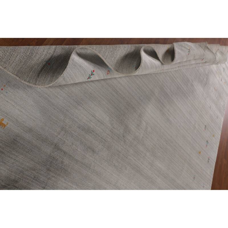 Beige Tribal Gabbeh Oriental Area Rug Handmade Wool Carpet - 7'11" x 9'8"