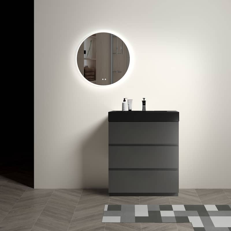 30"Bathroom Vanity with Sink,Large Storage Freestanding Bathroom Vanity,One-Piece Sink Basin without Drain and Faucet