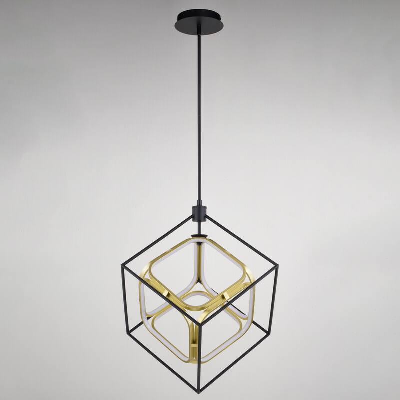Anson 1L Integrated LED Geometric Matte Black and Gold Contemporary Pendant Light - 23.5-in W x 26-in H x 20.25-in D