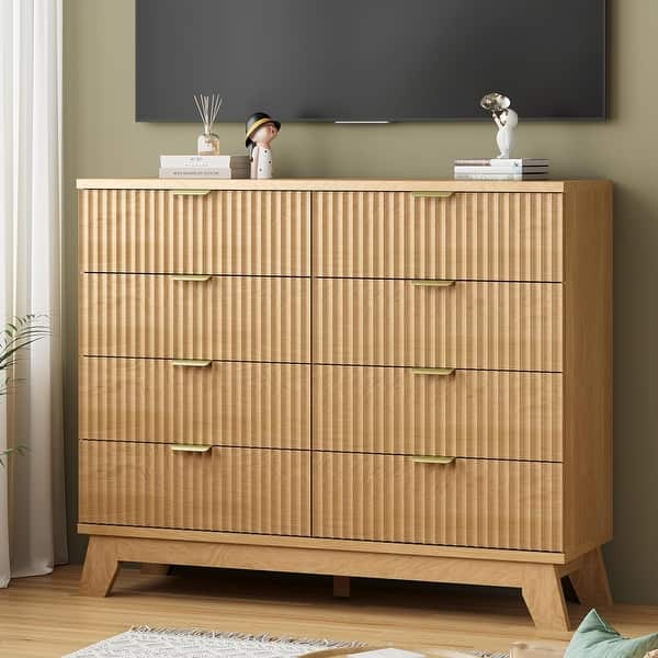 48 inch dresser 48-Inch Wide Modern Wooden with 8 Drawers, Metal Handle, TV Stand, Closet Organizer, Natural Oak - Natural Oak - Bed Bath & Beyond reception dress alternative lasting stability with modern Color:Ivory Dress With Champagne Lining Brown Sheath Petite Little Wooden dresser