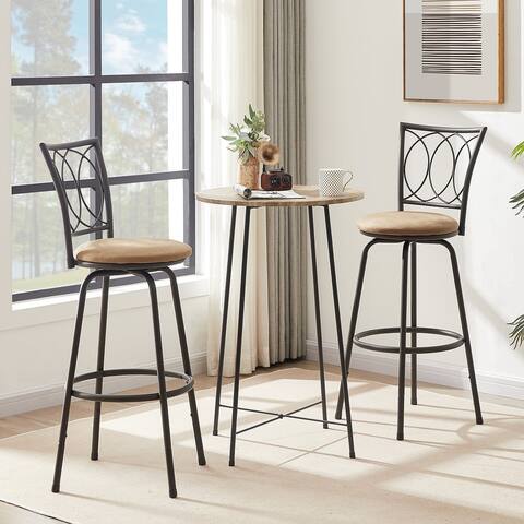 3 Piece Pub Dining Set, Modern Round bar Table and Height-Adjustable Bar stools set of 2