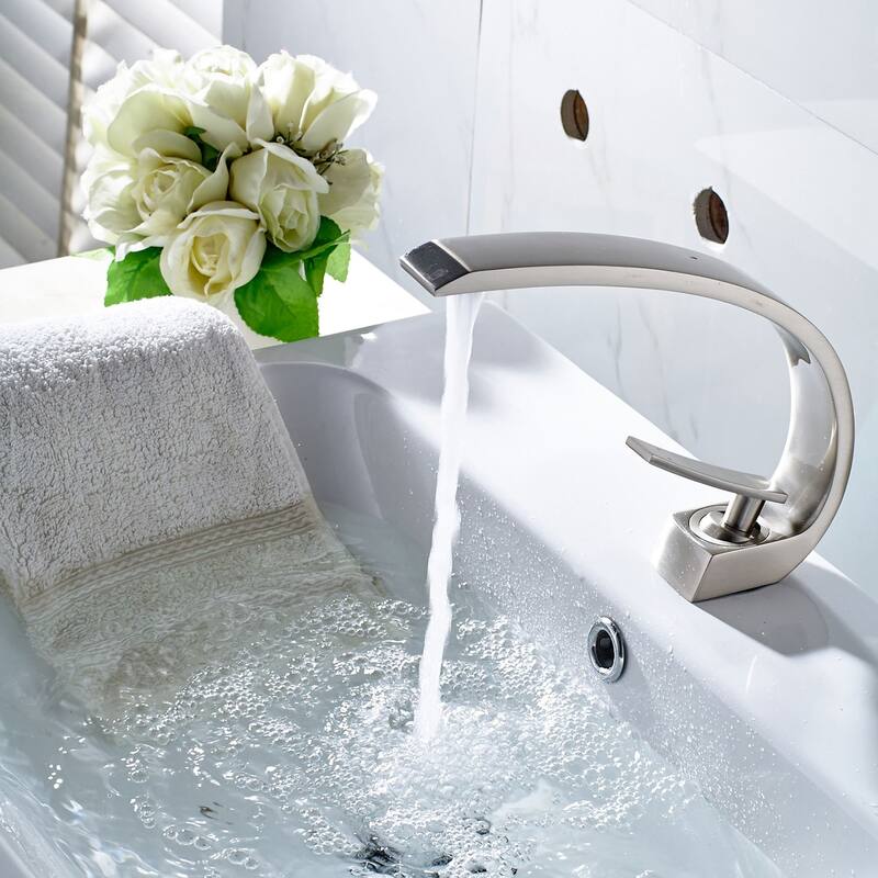 Nickel Single Hole Arch Bathroom Sink Vessel Faucet