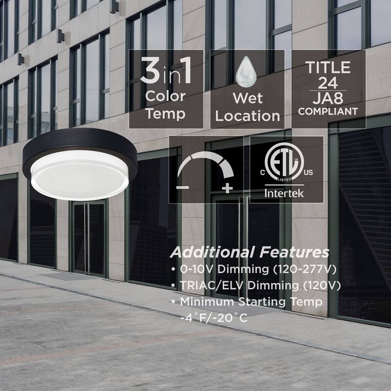 AFX ELMW11LAJUD Elm 11" Wide LED Flush Mount Drum Ceiling Fixture