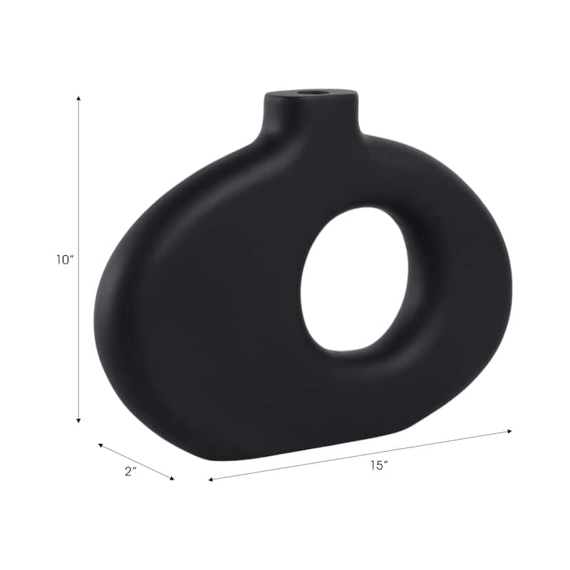 Modern Cut Out Wood Table Vase - Decorative Tall Table Vase