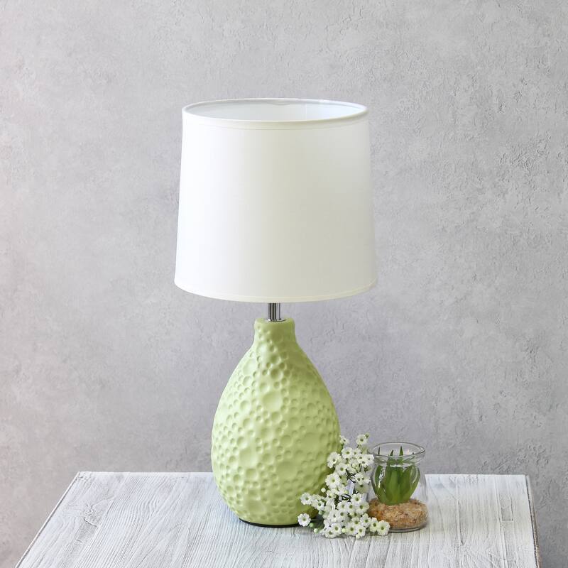 14.17 in. Green Finish Table Lamp with White Shade, Sturdy Table Lamp for Living Rooms and Bedrooms