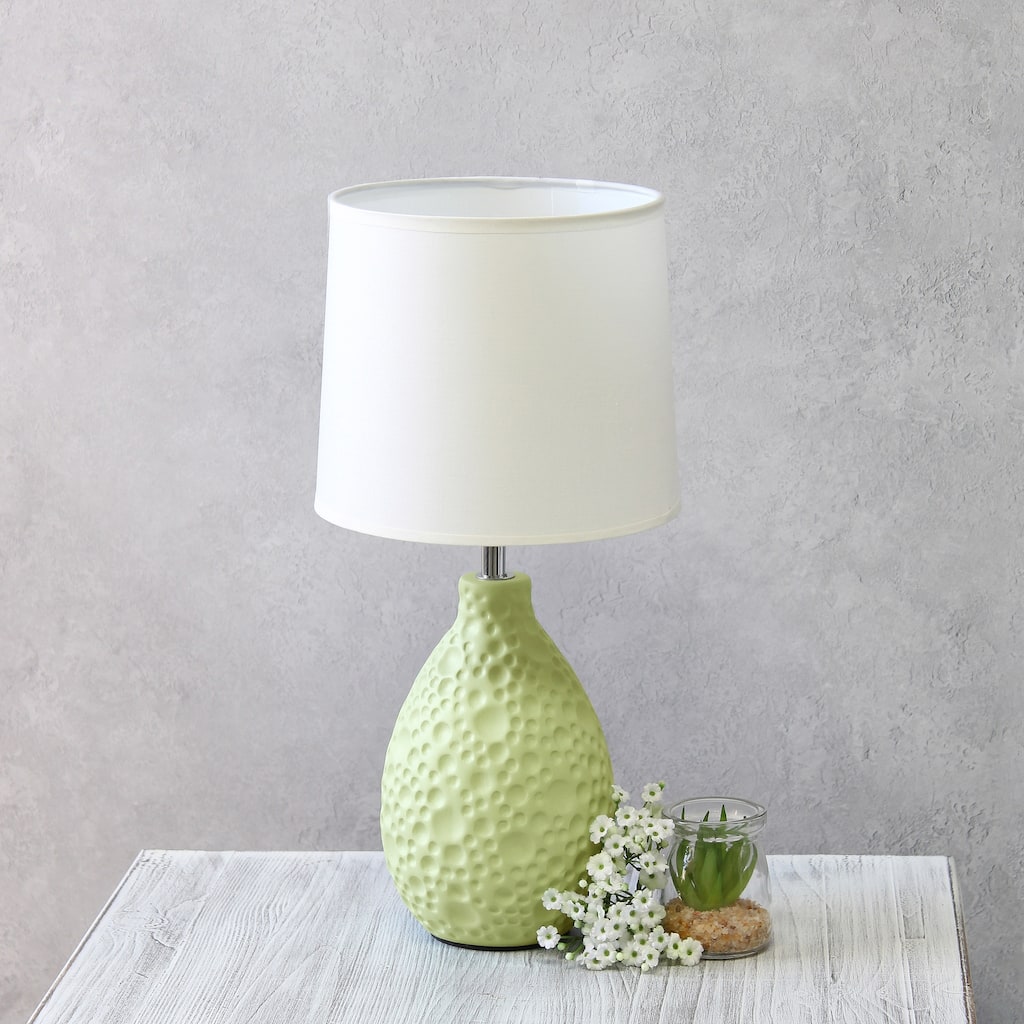 14.17 in. Green Finish Table Lamp with White Shade, Sturdy Table Lamp for Living Rooms and Bedrooms