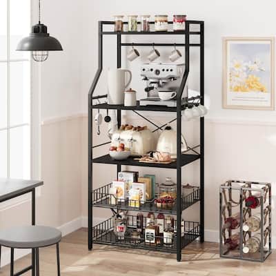 Kitchen Bakers Rack,Microwave Oven Stand with 2 Large Wire Basket