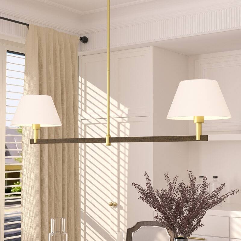 Acroma - 2 Light Gold Dimmable Lamp Shade Chandelier - N/A