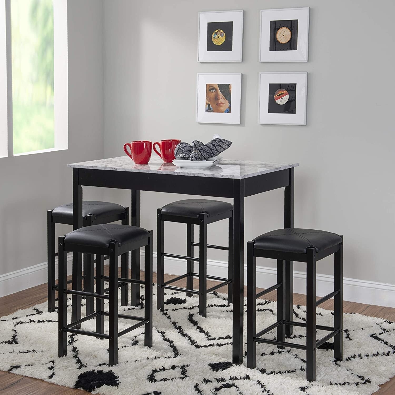 Linon black 3 piece faux marble tavern set new arrivals