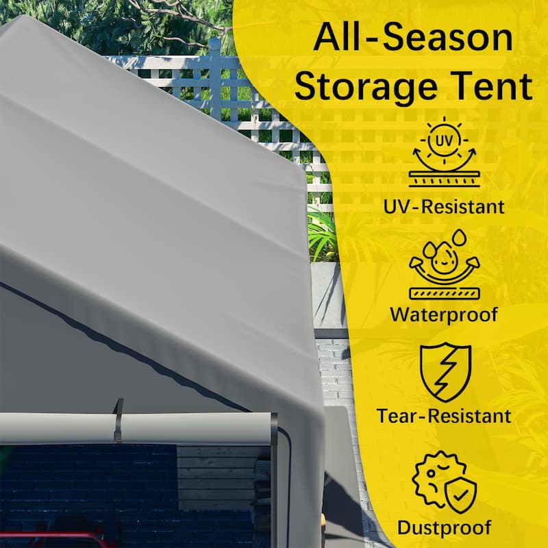 GDFStudio - Multi-Purpose Outdoor Shelter Waterproof & UV-Resistant with Roll-Up Doors