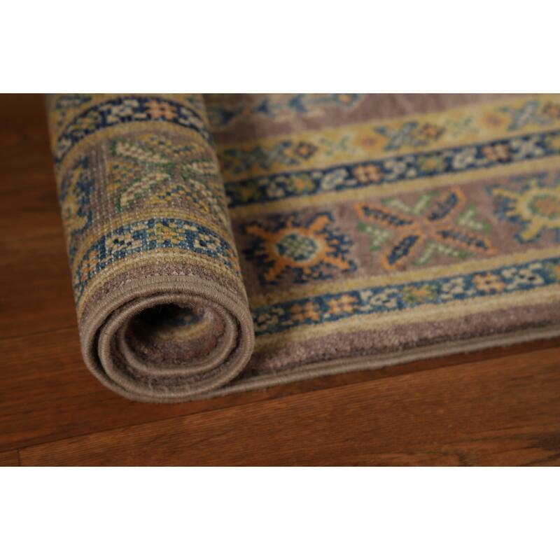 Brown Kazak Foyer Rug Hand-Knotted Wool Carpet - 2'9"x 4'3"