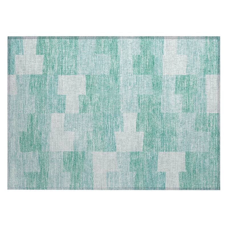 Machine Washable Indoor/ Outdoor Chantille Contemporary Blocks Rug