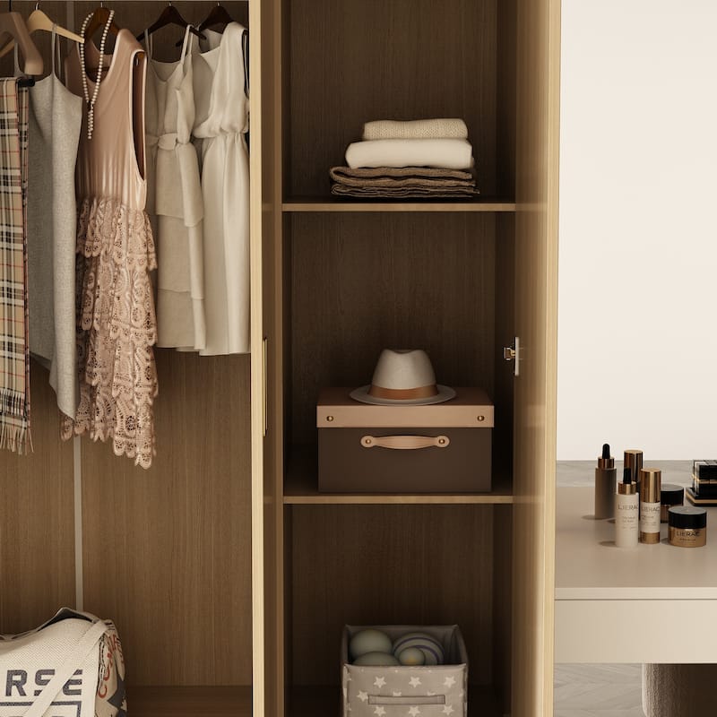 Large Wardrobe w/Optional Top Cabinet Bedroom Accent Closet Cabinet