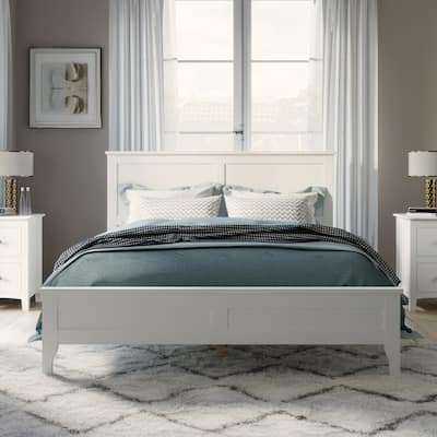 Modern White Solid Wood Full Platform Bed