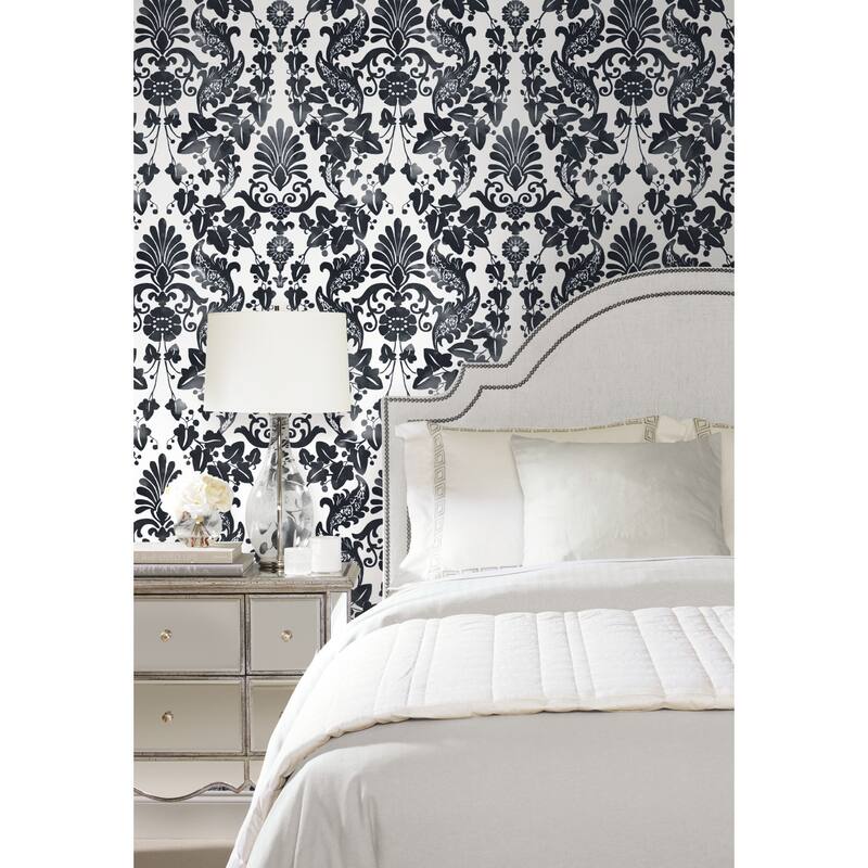 RoomMates Black & White Vine Damask Peel and Stick Wallpaper - Bed Bath