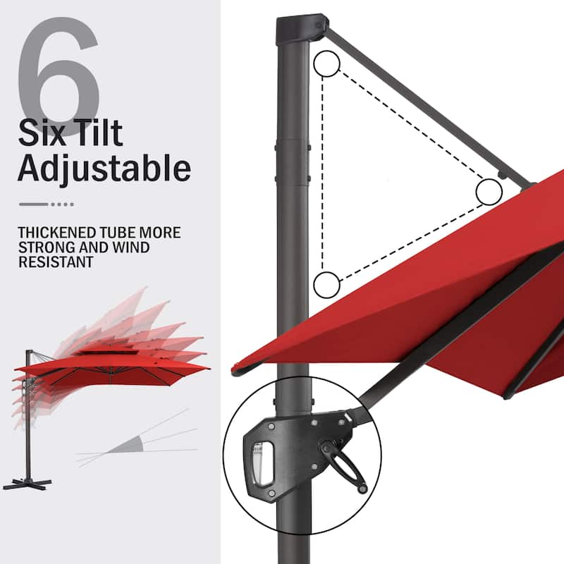 Pellebant 9X11 FT Double Top Patio Cantilever Umbrella, Base Not Included